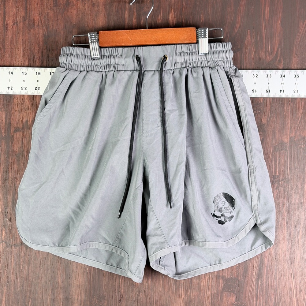 Zero Foxtrot Mens Grey Skull Spade Athletic Training Shorts Medium Tactical Gym